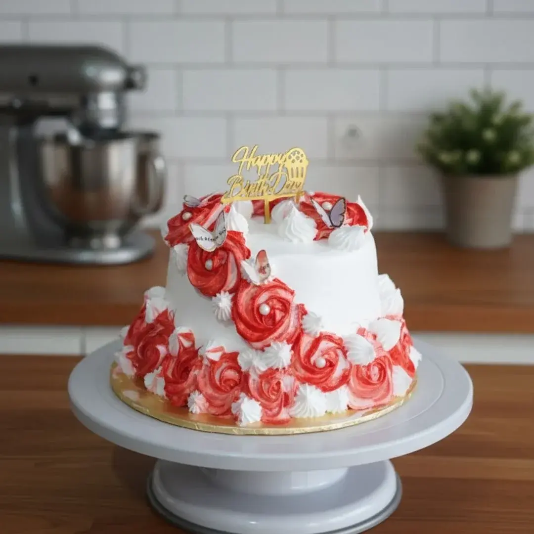 Butterfly Rosette Birthday Cake